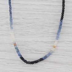 "This lovely new necklace is an authentic Nina Nguyen piece. This necklace has a retail price of $395. Gem: Natural Sapphire Beads Metal: Sterling Silver, 22k Gold Vermeil Weight: 23 Grams Stamps: Nina Nguyen 925 Style: Bead Strand Closure: Lobster Clasp Length: 32 - 36.5\" Adjustable Length Width: 3.7 mm Each piece is thoroughly examined and refinished as needed by our professional jewelers, graded by our in-house GIA (Gemological Institute of America) Graduate Gemologist, and inspected for qua Everyday Rondelle Gemstone Beads Necklace, Everyday Rondelle Faceted Beads Necklaces, Everyday Rondelle Faceted Beads Necklace, Mens Custom Jewelry, Cotton Candy Colors, Bead Sewing, Pink Tourmaline Ring, Halo Pendant, Message Jewelry