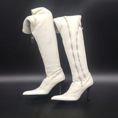 Giuseppe Zanotti Size 39 Color White Suede With Silver Hardware 100% Authentic I Dont Sell Fake Brands All Items Can Be Verified At Store Locations Condition New Never Been Worn But Boot Has A Few Marks Elegant White Evening Boots, Elegant White Formal Boots, White Fitted Formal Boots, White Formal Fitted Boots, Formal White Fitted Boots, White Fitted Boots For Evening, Designer Fitted Boots For Spring, Designer Fitted White Boots, Luxury White Formal Boots