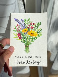 Geschenkkarte zum Muttertag, Blumenstrauß, Aquarell Mothersday Cards Flowers, Mother's Day Card Flowers, Mothersday Card Idea, Mothers Day Cards Aesthetic, Fatherday Cards, Mothersday Cards, Mother's Day Gift Card, Journal Inspiration Writing