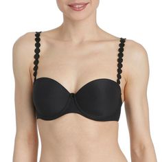 A strapless bra with the shape of a bandeau style. This bra has a straight back and a wide band made from stretch fabric for added support. Wear as a strapless bra or wear the straps over the shoulders or around the neck. Style# 012-0828 Style: Strapless Balcony Molded Underwired Bra Fabric: 39% Polyester, 35% Polyamide, 26% Elastane Design: Molded Balcony cup underwired bra with removable straps. Bra can be worn strapless or around the neck as a halter. Fit and Tips: True to size. Cafe Black, Breast Tape Lift, Straight Back, Bra Brands, Breast Lift, New Bra, Color Bands, Caftan Dress, White Band