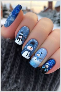 The holiday season is the perfect time to get creative with your nails. This year, embrace the festive spirit with a blue Christmas theme. Blue is a versatile and elegant color that adds a wintry touch to your nail art. Explore 61 stunning blue Christmas nail ideas for 2024 that will make your nails the talk of every holiday party! #FestiveChallenge Blue And Silver Christmas Nails, Silver Christmas Nails, Lisa Nails, Navidad Nails, Blue And Silver Christmas, Snowman Nail Art