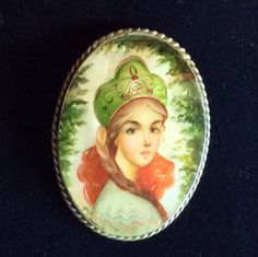 This is an amazing brooch picturing Queen Louise of Prussia (1776-1810) dating from the late 1700s to early 1800s Georgian period. A sterling silver frame with c-clasp which I had tested because it's not marked, a beautiful piece of mother of pearl shell has been hand painted, no stencil with painted touches, it's all artist rendered. Around the outside edge of the frame is a twisted rope of silver. Queen Louise of Prussia was very well liked. She died in her early thirties but was so popular th Yellow Gold Amethyst Ring, Gold Amethyst Ring, Regency Era, Sterling Silver Marcasite, Antique Brooches, Bracelet Earring Set, Blue Topaz Earrings, Onyx Necklace, Key Necklace