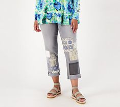 A defining look for your next pair of denim, these jeans add a jolt of excitement to your laid-back rotation with their cool-girl patchwork. Cuff them for an extra casual vibe. From LOGO by Lori Goldstein®. Light Wash Patchwork Cotton Jeans, Medium Wash Denim Patchwork Top, Jeans Logo, Grey Wash, Boyfriend Fit, Weekend Outfit, Boyfriend Jeans, Everyday Outfits, Cool Girl