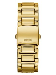 This gold-tone watch is complete with a multifunctional design and covered in shimmering crystals. Multifunction: day, date and 24 hour international time Case dimensions in mm: 46/46/13 (height, width, depth) Polished gold-tone bezel with crystal detail Gold-tone dial Polished gold-tone bracelet with crystal detail Water resistant up to 100 m/330 ft 2 year limited warranty Gold Diamond Watch With Chronograph And Rectangular Dial, Gold Chronograph Watch Accessories With Round Dial, Gold Digital Watch With Subdials, Gold Chronograph Watch With Round Dial, Gold Chronograph Watch With Timeless Style, Elegant Gold Chronograph Watch With Diamond Hour Markers, Gold Chronograph Watch With Rectangular Dial, Modern Gold Chronograph Watch, Modern Gold Watch With Skeleton Dial