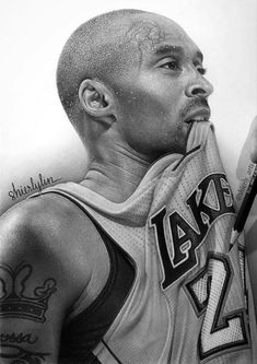 a drawing of a basketball player holding a pencil