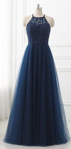 Navy Prom Dress Navy Prom Dress, Winter Formal Dress, Prom Dress Halter, Navy Prom Dresses, Dresses Graduation, Halter Prom Dresses, Winter Formal Dresses, Tulle Evening Dress, Graduation Dresses