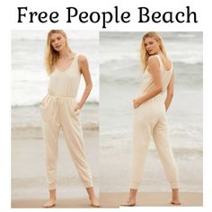 Free People Beach Jumpsuit Size: Xl Color: Ivory Nwot Not Available On Site Jumpsuit:Does Not Come With Cardigan/If So It Would Be $148 Tank Top Drawstring Waistband Tapered Legs Blousy Design Material: 10% Rayon 37% Cotton 3% Spandex 50% Polyester Measurements On Bust: 21” Pit To Pit Bundle & Save We Have Lots Of Fp White Relaxed Fit Jumpsuit For Vacation, Beige Beach Jumpsuits And Rompers For Beach Season, Beige Jumpsuits And Rompers For Beach Season, Beige Summer Jumpsuit For Vacation, Casual Cream Jumpsuits And Rompers For Summer, White Beach Jumpsuit With Relaxed Fit, Summer Relaxed Fit Jumpsuits And Rompers For Beach Season, White Summer Jumpsuits And Rompers For Loungewear, Casual Beach Vacation Jumpsuits And Rompers