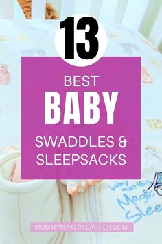 a baby in a crib with the words best baby swaddles and sleepsacks