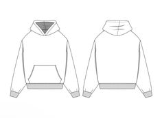 the front and back view of a hooded sweatshirt