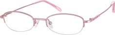 These classic rectangle half-rim glasses are a great choice for everyday glasses as well as a great value. The narrow metal frame is lightweight with adjustable nose pads and acetate temple tips for added comfort. It is available in pink silver gray blue and black. This frame has a satin finish. | Zenni Women's Lightweight Oval Prescription Glasses Rose Gold Stainless Steel Frame Pink Glasses Frames, Half Rim Glasses, Everyday Glasses, Pink Glasses, Diamond Face Shape, Oval Glasses, Oval Eyeglasses, Classic Vibe, Metal Glasses