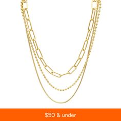 in stock Metal Link Layered Necklace With Chain Detail, Metal Link Chain Layered Necklace, Metal Link Layered Necklace, Metal Chain Link Layered Necklace, Metal Layered Chain Link Necklace, Chunky Chain Metal Necklace For Layering, Long Double Chain Metal Necklace, Metal Layered Necklace With Chunky Chain, Gold-tone Trendy Clavicle Chain Necklace