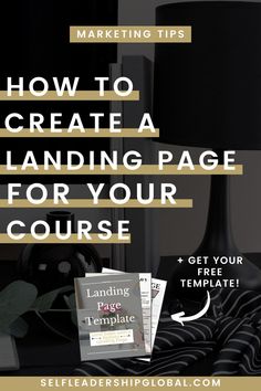 a desk with a lamp and books on it that says how to create a landing page for your course