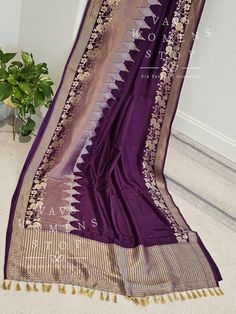 Fall/pico - Yes done Elegant Purple Dupatta For Festive Occasion, Elegant Purple Dupatta For Festivals, Formal Purple Dupatta For Diwali, Traditional Purple Dupatta With Border, Purple Silk Traditional Wear For Celebration, Elegant Purple Raw Silk Dupatta, Formal Handloom Dupatta For Festivals, Formal Purple Art Silk Traditional Wear, Purple Traditional Wedding Wear With Border