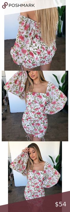 ➖ Garden Angel Floral Tie Scrunch Dress • NWOT! • PRICE IS FIRM! ⇢ PLEASE ACCEPT YOUR PACKAGE IN A TIMELY FASHION! ✖️NO trades/drama/lowest/spam/holds/emails! ☑️ Other brands I carry: Nasty Gal, House Of CB, Fashion Nova, Windsor, Hot Miami Styles, Boohoo, Zara, Express, AKIRA, Forever 21, Venus, LuLus, Tobi, ASOS, White Fox Boutique, Sabo Skirt, Pretty Little Thing, Naked Wardrobe, Free People, VS, Tiger Mist, JLUXLABEL, Oh Polly, Missguided, Bodycentral, Charlotte Russe, PINK, Vici, American E Scrunch Dress, White Floral Lace Dress, Garden Angel, Green Silk Dresses, Garden Angels, Hot Miami Styles, Naked Wardrobe, Long Sleeve Wrap Dress, Blue Striped Dress