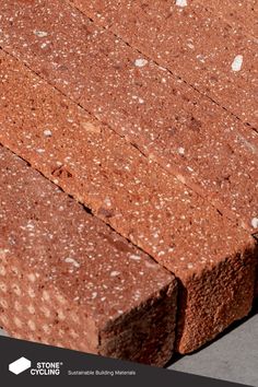 a bird is sitting on the edge of a red brick wall with white speckles