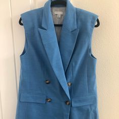 Worn Once To A Concert - Basically Brand New. Formal Sleeveless Vest For Spring, Formal Vest For Spring, Blue Spring Vest With Pockets, Elegant Blue Summer Vest, Blue Vest Outerwear For Summer, Blue Summer Vest Outerwear, Elegant Sleeveless Blue Outerwear, Elegant Blue Sleeveless Outerwear, Blue Workwear Vest With Pockets