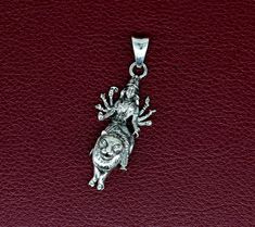 Indian Hindu Idols Blessing Goddess Bhawani/Durga/Santoshi maa with lion vintage antique style stunning divine pendant, best gifting unisex jewelry from India. Metal-925 sterling silver. Item type-Pendant/ Locket Weight-7.230 grams. Height-5.0 centimeter. Width-1.8 centimeters. Stamped-925. Finish-Oxidized. Note: chain is not included in this price Make excellent gifting and collectible pieces(gifts for birthdays, weddings, anniversaries, mother's day, fathers day, Christmas day,) We take absolu Sterling Silver Jewelry For Navratri Festival, Sterling Silver Jewelry For Puja And Festivals, Sterling Silver Necklace For Puja And Diwali, Hallmarked Jewelry For Puja And Navratri, Sterling Silver Necklace For Diwali Puja, Sterling Silver Jewelry For Diwali Puja, Hallmarked Round Pendant For Puja, Spiritual Sterling Silver Jewelry For Navratri, Silver Spiritual Jewelry For Navratri