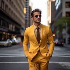 Yellow Men's Suit 2 Piece Set Blazers Pants Classic Business Gentleman Groom Wedding Formal Occasion on Storenvy Yellow Fitted Suit For Formal Occasions, Fitted Yellow Suit For Wedding, Summer Suits For Grooms, Mustard Tuxedo Wedding, Summer Groom Suit With Suit Collar, Yellow Notch Lapel Suit For Formal Occasions, Yellow Notch Lapel Suits For Formal Occasions, Fitted Yellow Wedding Suits, Yellow Fitted Wedding Suits