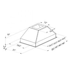 a drawing of a pyramid shaped object with measurements for the top and bottom portion,