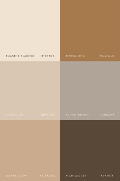 four different shades of brown, beige, and white paint colors with the same color scheme