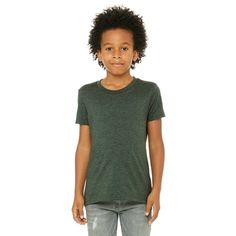 Bella + Canvas Youth Jersey Short-Sleeve T-Shirt - 3001Y, Bella + Canvas, 3001Y, HEATHER FOREST, L, T-Shirts, Cheap Short Sleeve T Shirts For Youth, 4.2 oz., 100% Airlume combed and ring-spun cotton, 30 singles; Heather CVC/Blend Colors: 52% airlume combed and ring-spun cotton, 48% poly (Ath. Heather - 90% airlume combed and ring-spun cotton, 10% poly); Neon Colors: 3.6 oz., 52% airlume combed and ring-spun cotton 48% poly, 40 singles; Black Heather CVC: 90% airlume combed and ring-spun cotton 1 Raglan Shirts, Neon Colors, Jersey T Shirt, Silhouette Cameo, Forest Green, Bella Canvas, Heathers, Kids Tshirts, Short Sleeve Tee