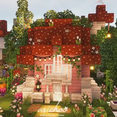 Minecraft Cottage House, Minecraft Cherry Blossom House, Minecraft Village Ideas, Minecraft Pfp, Minecraft House Decor, Minecraft Small House, Minecraft Village