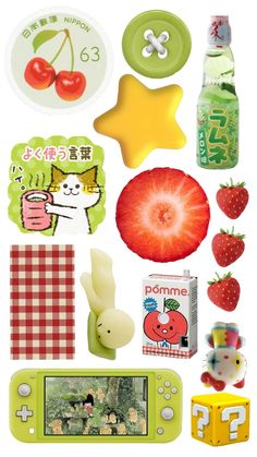 some food items are arranged in the shape of a star, an apple, and other things