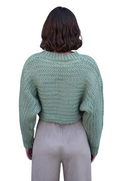 This crochet knit cropped long sleeve crew neck sweater is the perfect blend of comfort and style. The intricate crochet pattern adds a touch of texture and visual interest, while the cropped length and long sleeves create a modern and flattering silhouette. Intricate Crochet, Maxi Jumpsuit, Cropped Long Sleeve, Swimwear Sets, Long Sleeve Midi, Knit Crop, Skirt Leggings, Active Wear Tops, Knitted Pullover