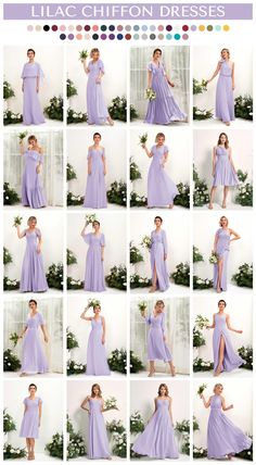 a collage of photos showing different styles of bridesmaid gowns and dresses