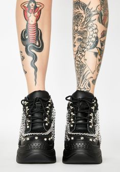 Chain Studded Chunky Platform Sneakers Black | Dolls Kill Edgy Lace-up Platform Boots With Studded Rubber Outsoles, Edgy Lace-up Platform Boots With Studded Outsoles, Edgy Studded Lace-up Platform Boots, Edgy Synthetic Platform Boots, Punk High-top Platform Boots With Studded Outsoles, Punk High-top Studded Platform Boots, Punk Style Platform Boots With Studded Outsoles For Streetwear, Lace-up Platform Boots With Studded Rubber Outsoles For Streetwear, Studded Lace-up Platform Boots For Streetwear