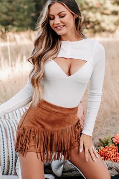 Style This Amazing, NanaMacs Bodysuit With A Flannel & Some Jeans Or Dress It Up With A Mini Skirt & Some Tall Boots! $42, FAST AND FREE US SHIPPING! Fringe Styles, Flirty Outfits, Black Mesh Dress, Motorbike Girl, Bodysuit White, Denim Chic, Cutout Bodysuit, Flying Monkey Jeans, Cold Shoulder Long Sleeve