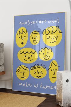 Feelings, Funky Moods Poster, Emotions Make Us Human, Apartment Decor Aesthetic, Maximalist Wall Art Funky Office Decor, Emotions Make Us Human, Quirky Bedroom, Drawn Wall Art, Quirky Aesthetic, Apartment Decor Aesthetic, Quirky Furniture, Fun Office Decor, Wall Art Funky