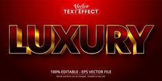 luxury text effect with gold and red colors on a dark background for an advertisement or flyer