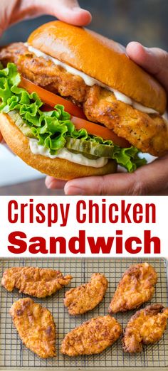 crispy chicken sandwich with lettuce, tomato and cheese on a bun in the middle