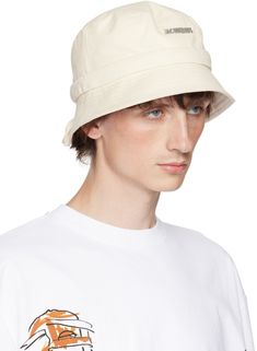 Cotton twill bucket hat in off-white. · Logo hardware at face · Quilted brim · Self-tie drawstring at back face · Cotton poplin lining Part of the Les Classiques collection. Supplier color: Off-white Cotton Poplin, Cotton Twill, Bucket Hat, Off White, ? Logo, Hats, White, Color