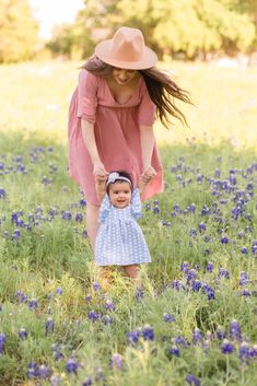 Mommy and Me Bluebonnet Session | Plano, TX | Family Photography Team Blue Bonnets, Family Pictures, Daughter Love, Mommy And Me, Floppy Hat, Family Photography, Pink Dress, Cowboy Hats, Blue Dresses