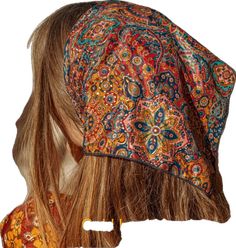 Bohemian Summer Festival Headwrap, One Size Bohemian Bandana Print Scarves, Bohemian Bandana Print Scarf One Size, Bohemian Scarves With Bandana Print, Bohemian Bandana Print Scarves One Size, Bohemian Style Headband Hair Accessories, Bohemian Headband Style Headscarf For The Beach, Bohemian Headwrap With Matching Headband For Beach, Bohemian Bandana Print Headscarf For Summer