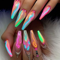 Summer Nails Extra, Birthday Nail Ideas, Cute Funky Nails, Glamorous Birthday, Baddie Nails Short Coffin, Baddie Nails Short, Nails Short Coffin, Birthday Nail Designs, Girls Nail Designs