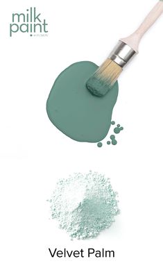 a paint brush is being used to create a green palette with the words velvet palm on it