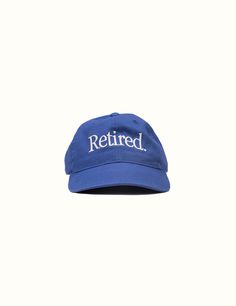 Retired Hat Blue (SP 24) Creative Department Hat, Men’s Trucker Hat Outfit, Hat Merchandising Ideas, Cool Baseball Hats, Cool Caps Hat, Merch Hats, Hats Classy, Hat Design Ideas, Trucker Hat Aesthetic