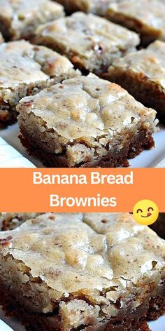 banana bread brownies are stacked on top of each other