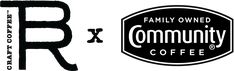 two logos for the family owned community coffee company, rx and b & w