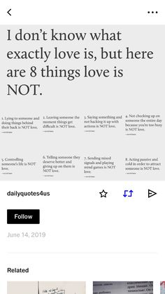 an email page with the message i don't know what exactly love is, but here are 8 things love is not