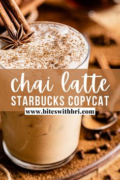 chai latte starbuck's copycat with cinnamon sticks in the top