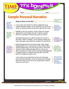 sample personal narrative writing worksheet from time for homework helper printables