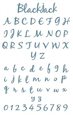 the font and numbers are drawn in blue ink on white paper, with black letters