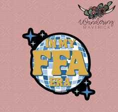 the words in my faa era written on a pink background with an image of a disco ball