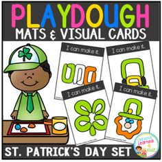 st patrick's day playdouh mats and visual cards