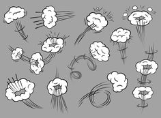 an image of different types of clouds in black and white on a gray background illustration