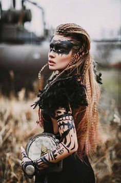 Viking Halloween Costume, Warrior Makeup, Mad Max Costume, Viking Aesthetic, Post Apocalyptic Costume